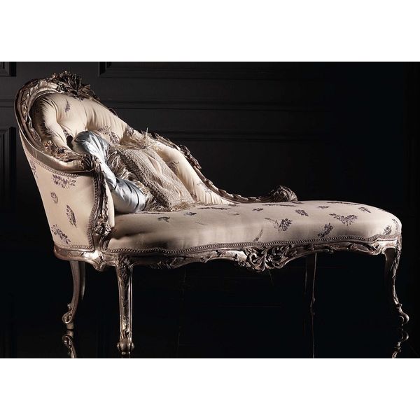 Chaise Longue Lusso Chaise Longue Soggiorno Chaise Lounge Panca Relax Legno Vero Nuovo-image