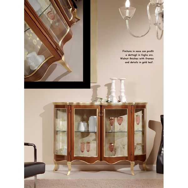 Vetrina Cassettiere In Vetro Cassettiere Armadi Credenza Marrone Mobili Italiani-image