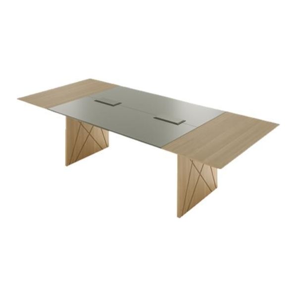 Esclusivo Tavolo Da Conferenza Marrone, Mobili In Legno Tavolo Da Riunione Moderno-image
