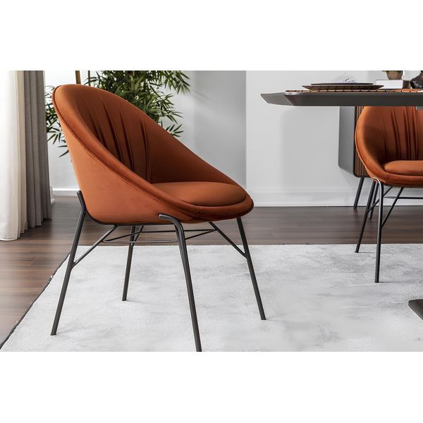 Set Sedia Da Pranzo Sedia Da Cucina Poltrona Sedie 6Pcs Tessuto Arancione-image