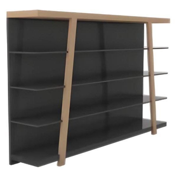 Libreria Moderna Marrone Nero Elegante Mobile Da Ufficio Scaffale In Legno-image