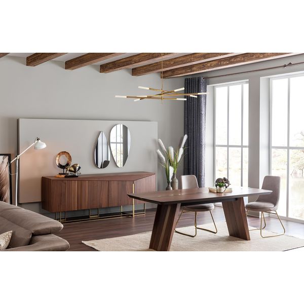 Tavolo Da Pranzo Gruppo Da Pranzo Sedie Per Sala Da Pranzo Credenza Set Legno Marrone Set 9 Pezzi-image