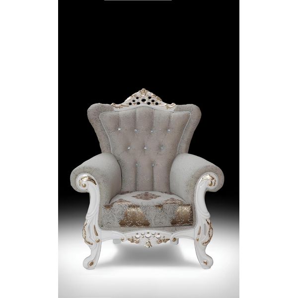 Poltrona Chesterfield Design Tappezzeria Lusso Tessile Bianco Divani Soggiorno-image