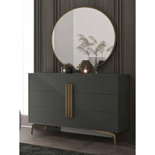 Credenza Moderna Cassettiera In Legno Grigio Armadi Guardaroba Lusso Italiano Nuovo-image