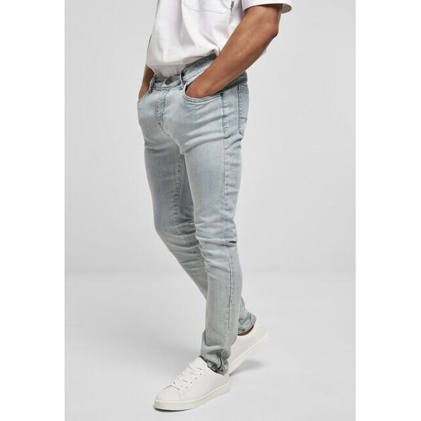 Urban Classics Hose Slim Fit Zip Jeans Lavaggio Chiaro-29/32-image