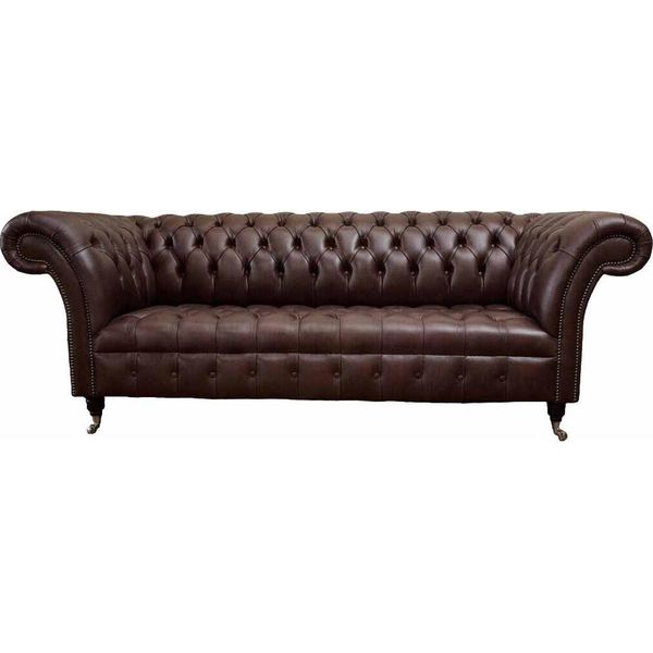 Divano 3 Posti Chesterfield Divano In Pelle Soggiorno Divano Di Design Tappezzeria-image