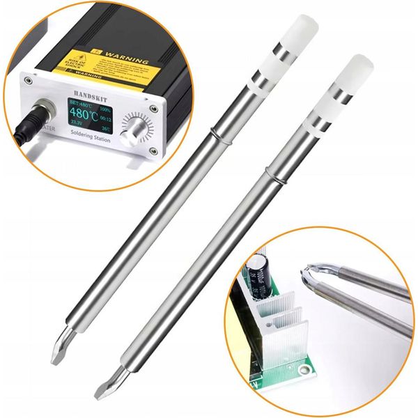 Rosfix Set T12 Punte Per Saldatura Per Pinzette Termiche – 2 Pezzi, 120W, Precisione, Saldatura Smd, Compatibile Con Stazione Di Saldatura T12-image
