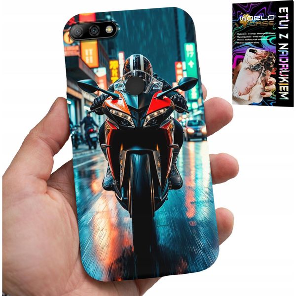 Custodia Per Huawei Y7 2018 - Disegni Di Moto, Motociclette, Monocicli + Vetro-image
