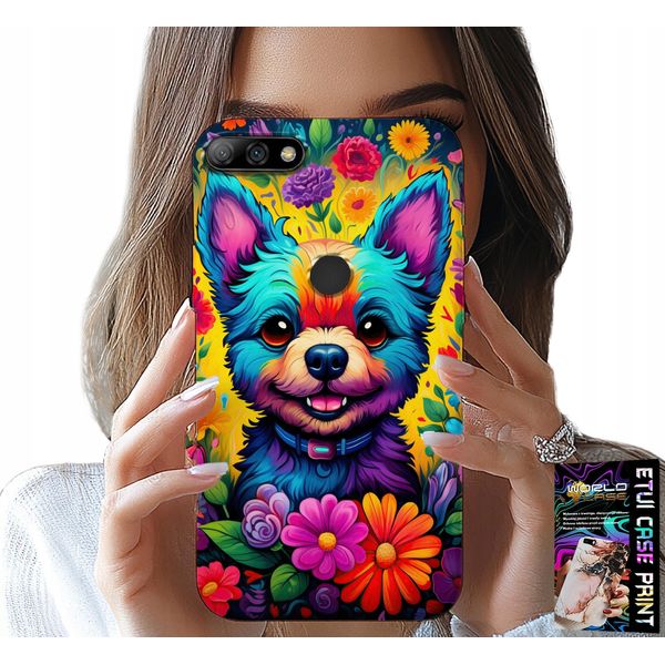 Custodia Per Huawei Y7 2018 - Motivi Floreali Cane York Posteriore-image