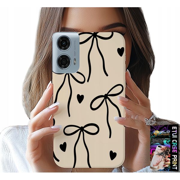 Custodia Per Motorola G34 5G - Beige Fiocchi Nastro Motivi Alla Moda-image