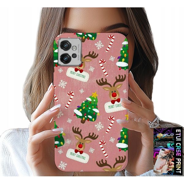 Custodia Per Motorola G32 - Renna Natalizia, Alberi Di Natale, Bastoncini, Motivi-image