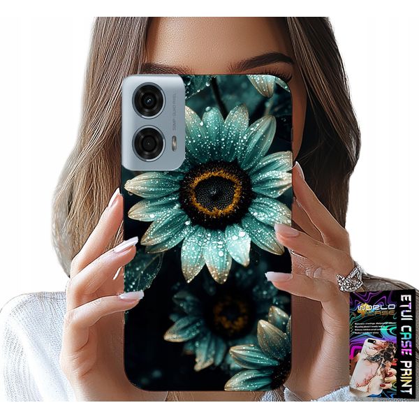 Custodia Per Motorola Moto G35 - Gerbera Blu Margherita Fiore + Pellicola Protettiva-image