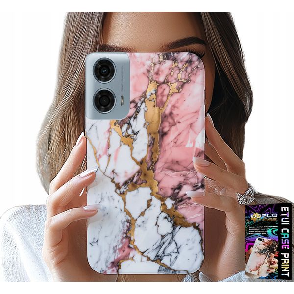 Custodia Per Motorola Moto G85 5G - Rosa E Bianco Marmorizzato, Motivi In Pietra-image
