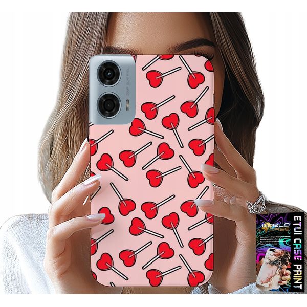 Custodia Per Motorola G24 / G04 - Modelli Femminili E Alla Moda Lecca-Lecca Con Cuori Case-image