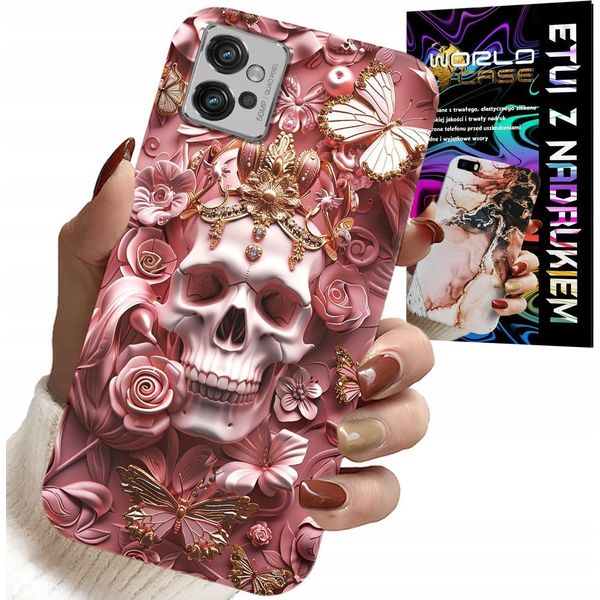 Custodia Per Motorola G32 - Modelli Femminili E Alla Moda, Teschio Tra I Fiori-image