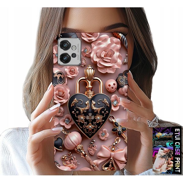 Custodia Per Motorola G32 - Motivi Femminili Lucchetto Cuore Custodia + Pellicola Protettiva-image