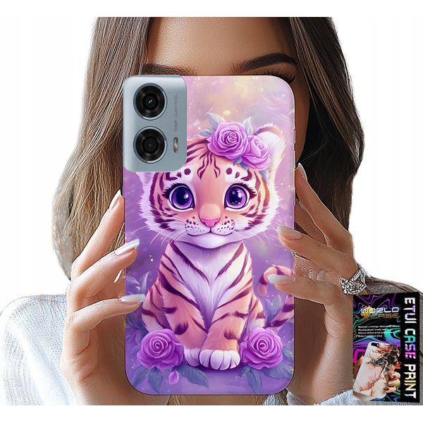 Custodia Per Motorola Moto G35 - Dolce Tigrotto Su Sfondo Rosa + Vetro-image