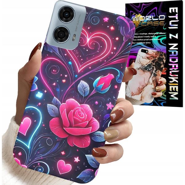 Custodia Per Motorola G24 / G04 - Cuore, Rosa, Adolescente Custodia + Pellicola Protettiva-image