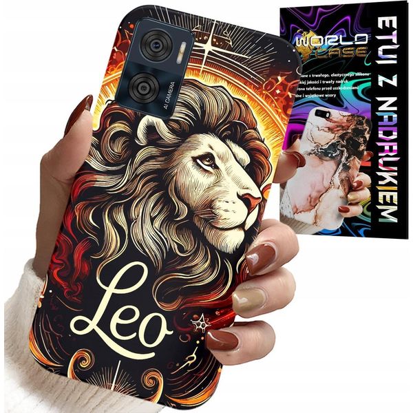 Custodia Per Motorola Moto E22 / E22I - Leone, Segno Zodiacale Astronomia + Vetro-image