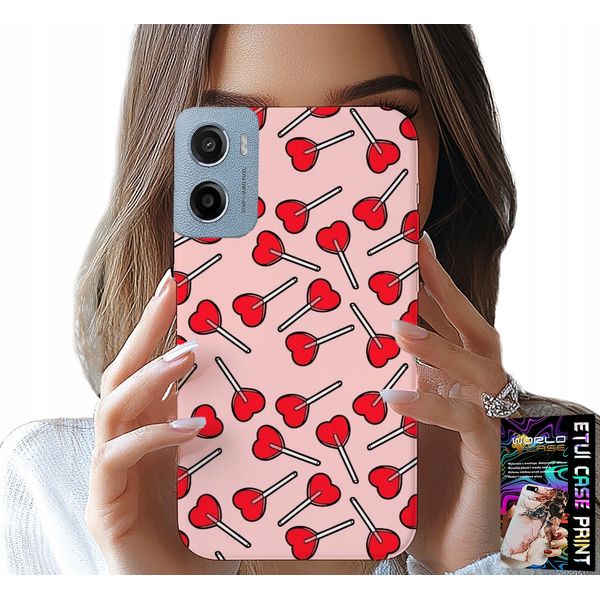 Custodia Per Motorola E15 / G05 - Modelli Femminili E Alla Moda Lecca-Lecca Con Cuori Custodia-image