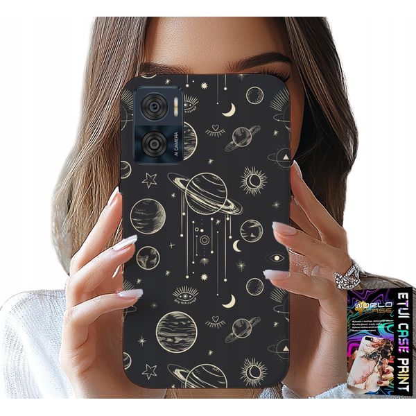 Custodia Per Motorola Moto E22 / E22I - Cosmo Pianeti Stelle Luna + Vetro-image
