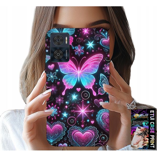 Custodia Per Motorola Moto E22 / E22I - Farfalla Colorata Cuore Modelli Alla Moda Custodia-image