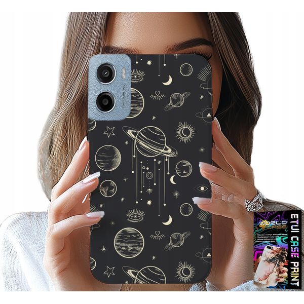 Custodia Per Motorola E15 / G05 - Cosmo Pianeti Stelle Luna + Pellicola Protettiva-image