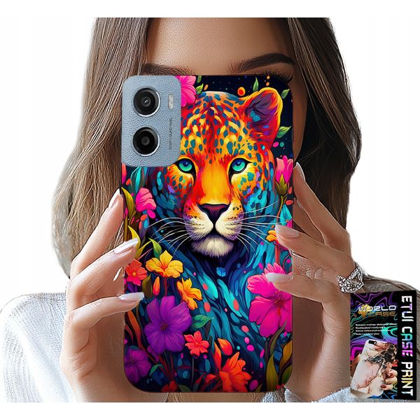 Custodia Per Motorola E15 / G05 - Motivi Floreali Tigre Tigrotti + Pellicola Protettiva-image