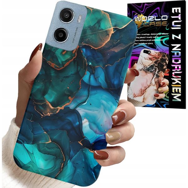 Custodia Per Motorola E15 / G05 - Blu Verde Marmo Motivi-image