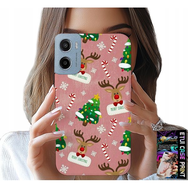 Custodia Per Motorola E15 / G05 - Renna Natalizia, Alberi Di Natale, Bastoncini, Motivi-image