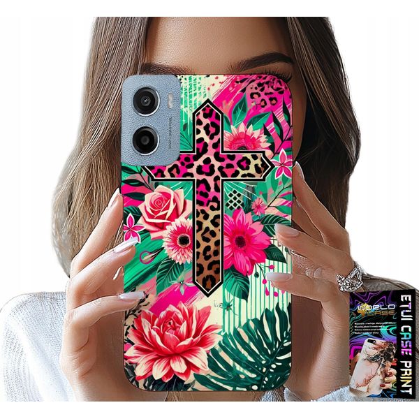 Custodia Per Motorola E15 / G05 - Croce, Rosa Cristianesimo Gesù Schienale-image
