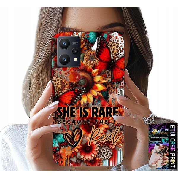 Custodia Per Realme 9 Pro - She Is Rare, Girasoli, Fiori, Farfalle-image