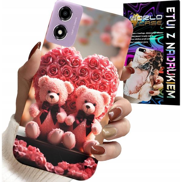 Custodia Per Motorola Moto E14 - Famiglia Di Orsacchiotti Rosa Cuore + Vetro-image