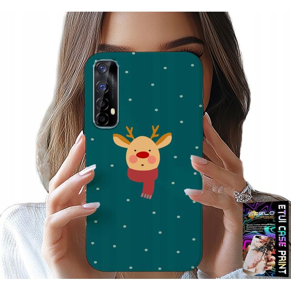 Custodia Per Realme 7 - Renna Su Sfondo Verde Motivi Natalizi-image