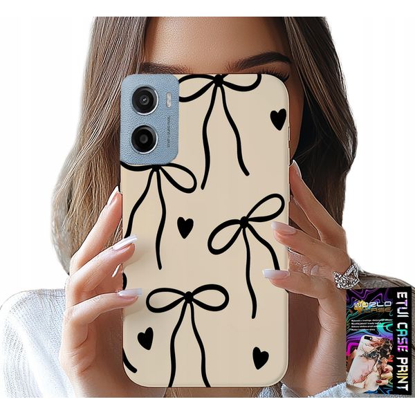 Custodia Per Motorola E15 / G05 - Beige Fiocchi Nastro Modelli Alla Moda-image