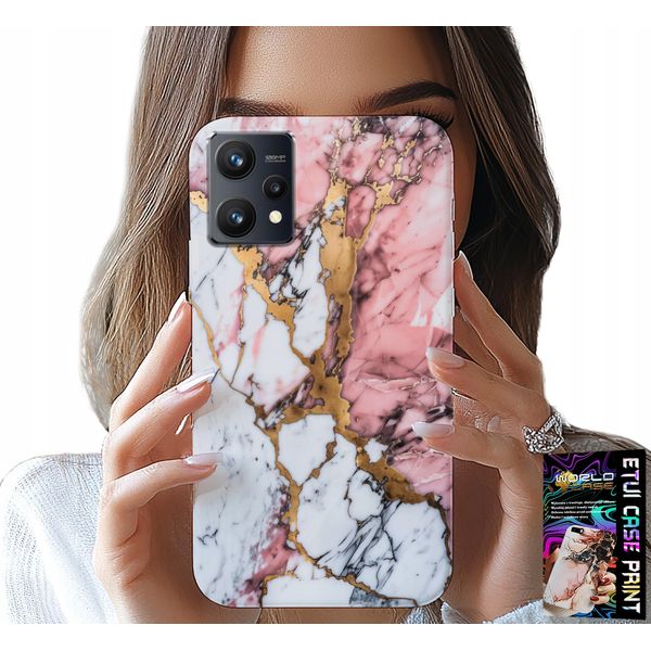 Custodia Per Realme 9 Pro - Rosa E Bianco Marmorizzato, Motivi In Pietra-image