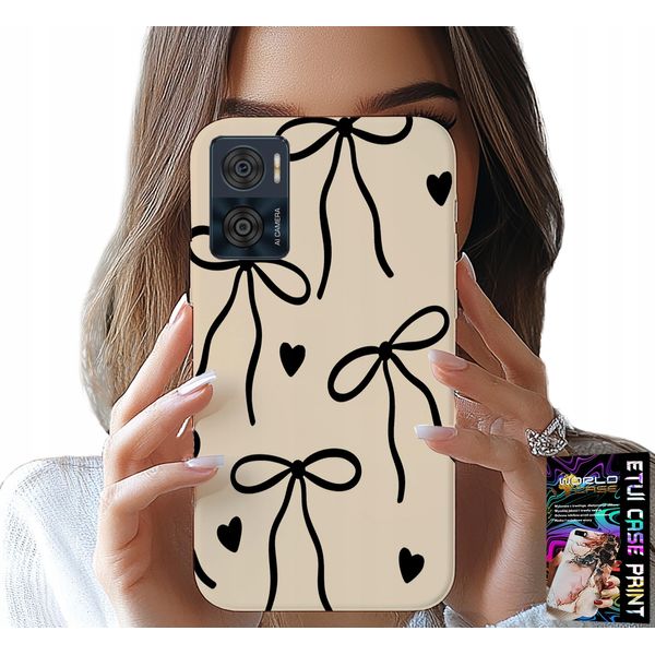 Custodia Per Motorola Moto E22 / E22I - Beige Fiocchi Nastro Modelli Alla Moda-image