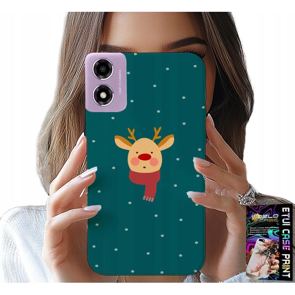 Custodia Per Motorola Moto E14 - Renna Su Sfondo Verde Motivi Natalizi-image