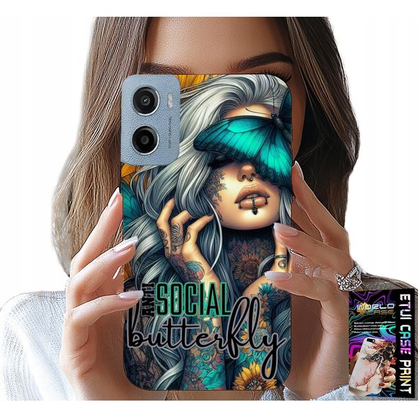 Custodia Per Motorola E15 / G05 - Anti Social, Butterfly, Farfalla, Femminile-image