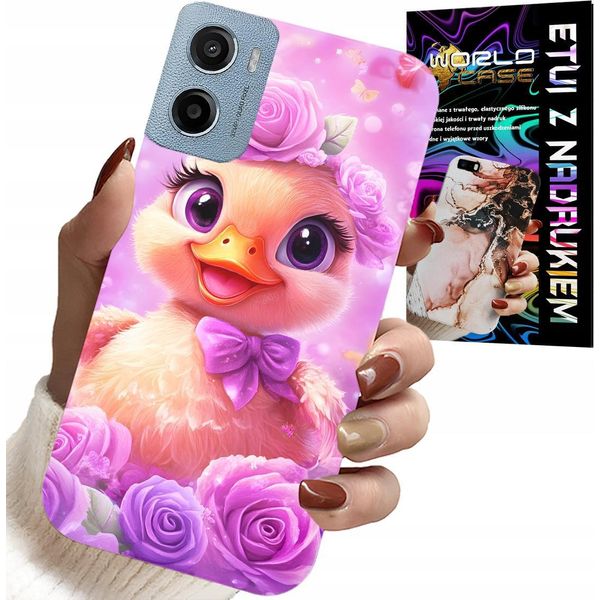 Custodia Per Motorola E15 / G05 - Dolce Anatroccolo, Anatra Su Sfondo Rosa-image