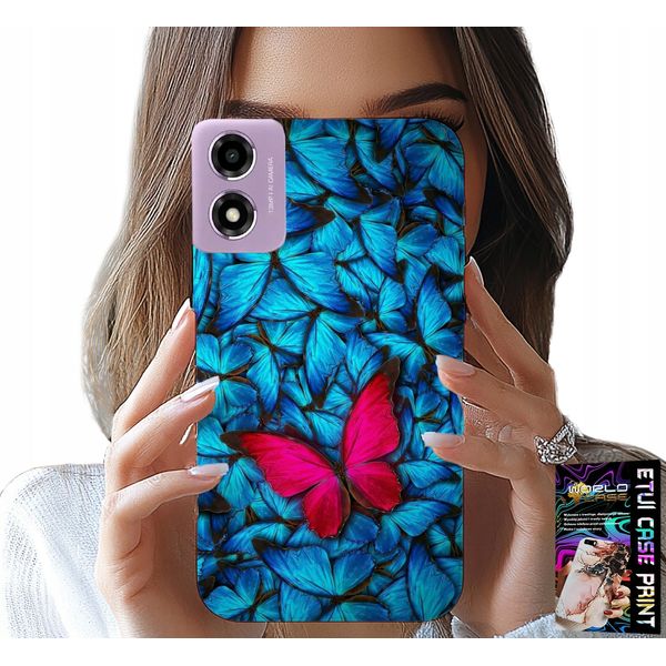 Custodia Per Motorola Moto E14 - Farfalle Blu, Farfalla, Motivi Femminili-image