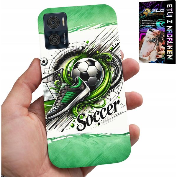 Custodia Per Motorola Moto E22 / E22I - Calcio, Calcio Pallone Custodia + Vetro-image