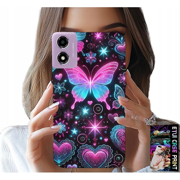 Custodia Per Motorola Moto E14 - Farfalla Colorata Cuore Modelli Alla Moda Custodia-image