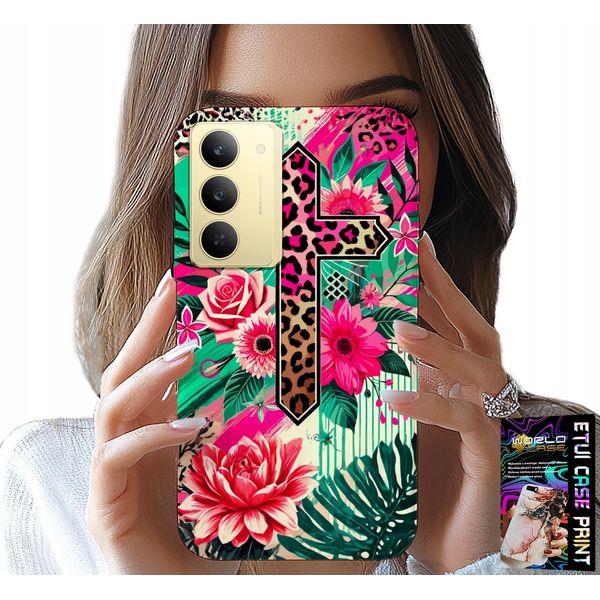 Custodia Per Realme 14X - Croce, Rosa Cristianesimo Gesù Schienale-image