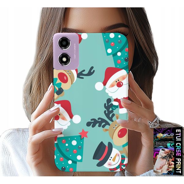 Custodia Per Motorola Moto E14 - Babbo Natale, Renna, Pupazzo Di Neve, Motivi Natalizi-image
