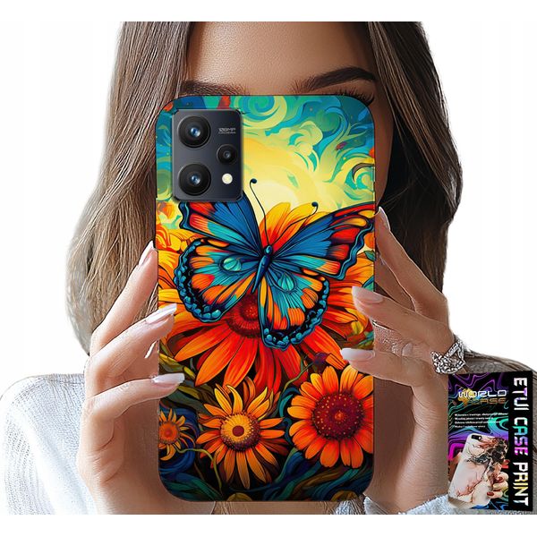 Custodia Per Realme 9 Pro - Farfalle Farfalline Fiori Rose Custodia-image