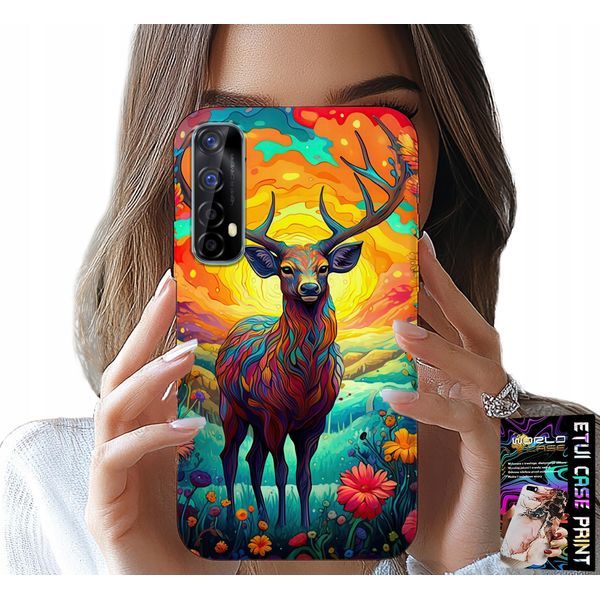 Custodia Per Realme 7 - Motivi Colorati Cervo Alce Animali Della Foresta-image