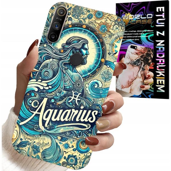Custodia Per Realme C3 - Segno Zodiacale, Acquario, Astronomia Cover Posteriori-image