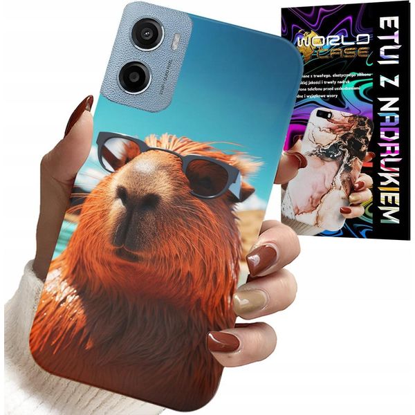 Custodia Per Motorola E15 / G05 - Dolce Capibara, Custodia Capibara + Pellicola Protettiva-image