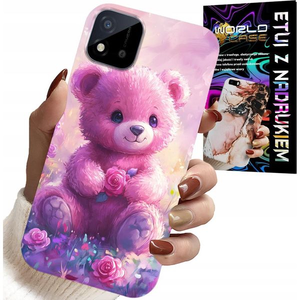 Custodia Per Realme C11 2021 - Dolce Orsacchiotto Su Sfondo Rosa, Custodia + Vetro-image